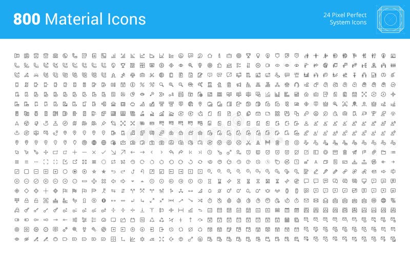 Icone perfette del pixel materiale di progettazione messe