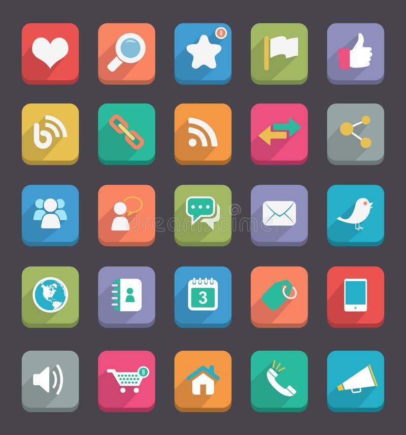 Icone piane royalty illustrazione gratis Icone piane royalty illustrazione gratis