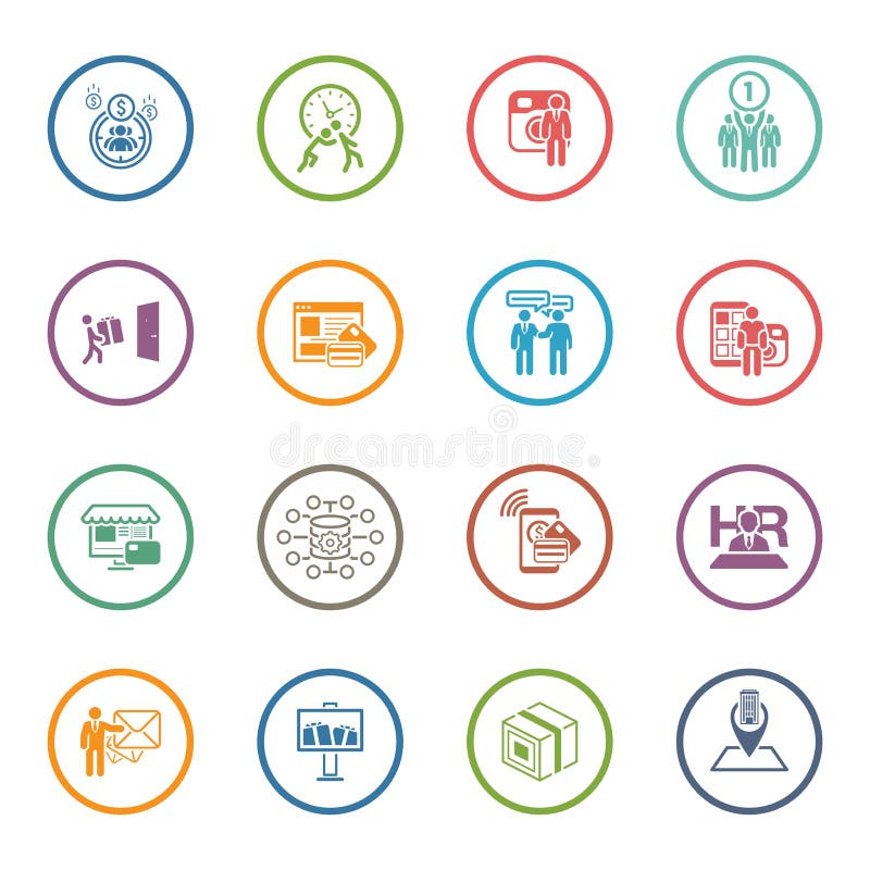 Icone piane di affari di progettazione messe royalty illustrazione gratis Icone piane di affari di progettazione messe royalty illustrazione gratis