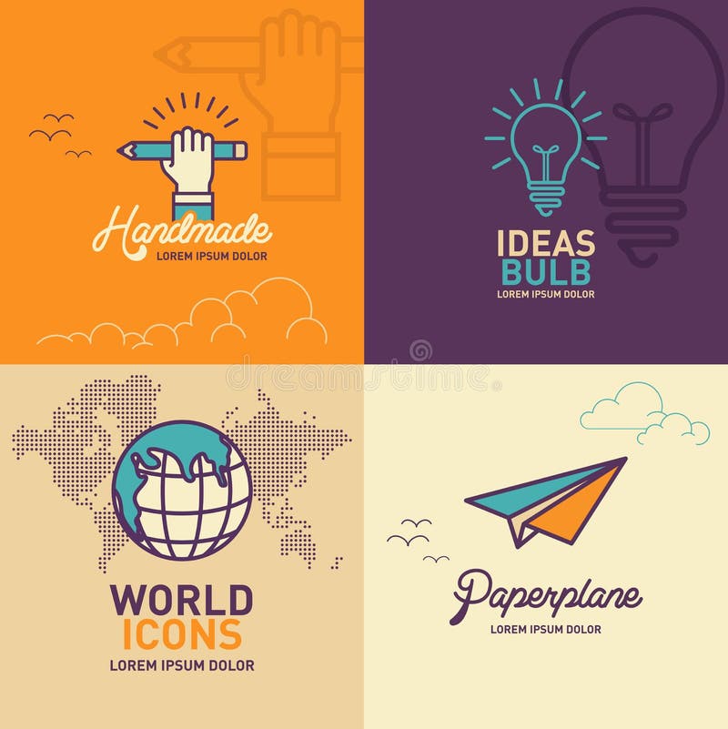 Icone piane di istruzione, icona della matita della tenuta della mano, icona della lampadina, icona del mondo, icona piana di car illustrazione di stock Icone piane di istruzione, icona della matita della tenuta della mano, icona della lampadina, icona del mondo, icona piana di car illustrazione di stock