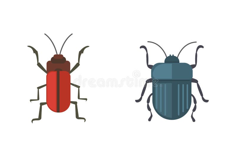 Icone piane di progettazione di vettore di stile degli insetti Illustrazione dello scarabeo della natura della raccolta e del fum royalty illustrazione gratis Icone piane di progettazione di vettore di stile degli insetti Illustrazione dello scarabeo della natura della raccolta e del fum royalty illustrazione gratis