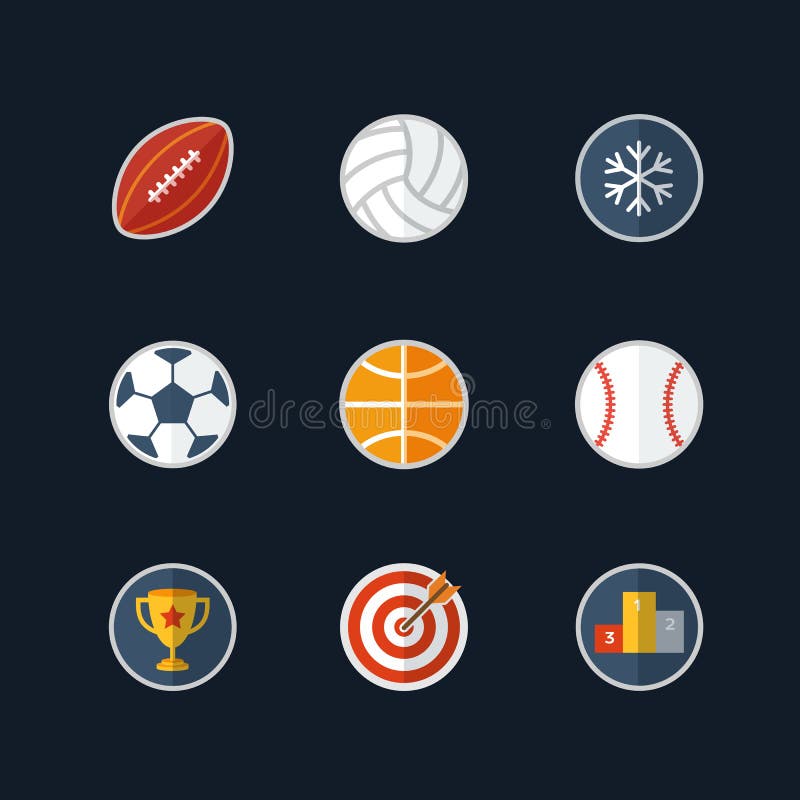 Icone piane di sport di progettazione royalty illustrazione gratis Icone piane di sport di progettazione royalty illustrazione gratis