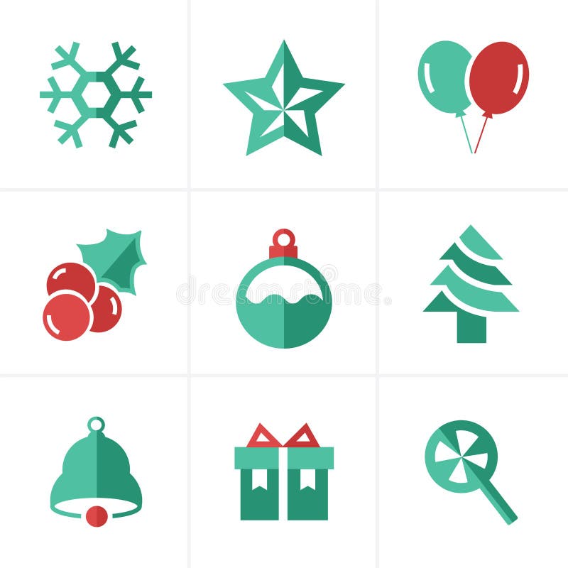 Icone piane messe, progettazione di Natale dell'icona di vettore royalty illustrazione gratis Icone piane messe, progettazione di Natale dell'icona di vettore royalty illustrazione gratis