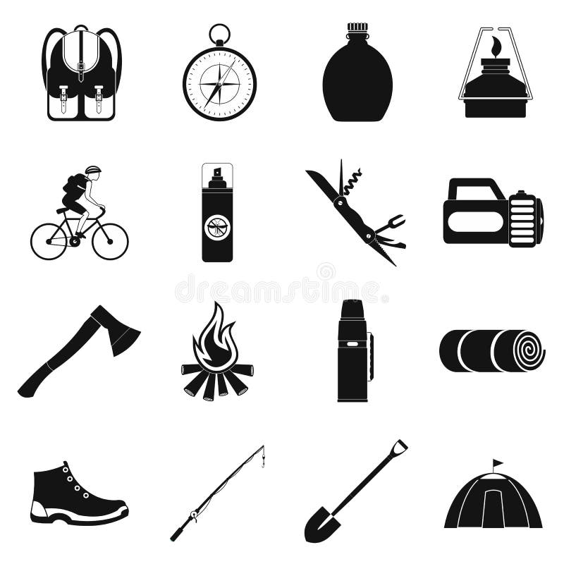 Icone semplici di campeggio illustrazione vettoriale Icone semplici di campeggio illustrazione vettoriale