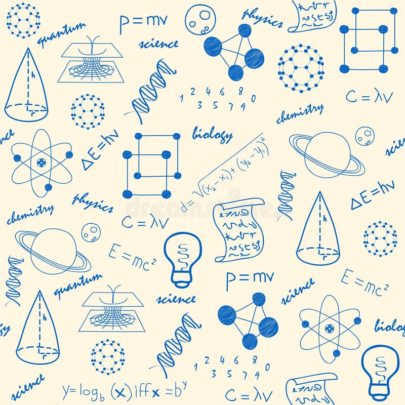 Icone senza giunte disegnate a mano di scienza royalty illustrazione gratis Icone senza giunte disegnate a mano di scienza royalty illustrazione gratis