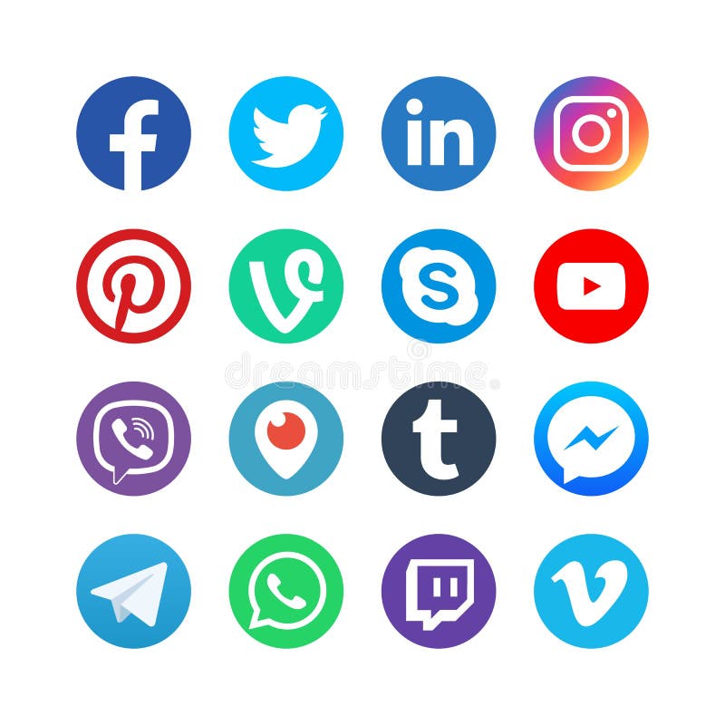 Icone sociali di media Ispirato da facebook, da instagram e dal cinguettio Bottoni popolari di vettore di media