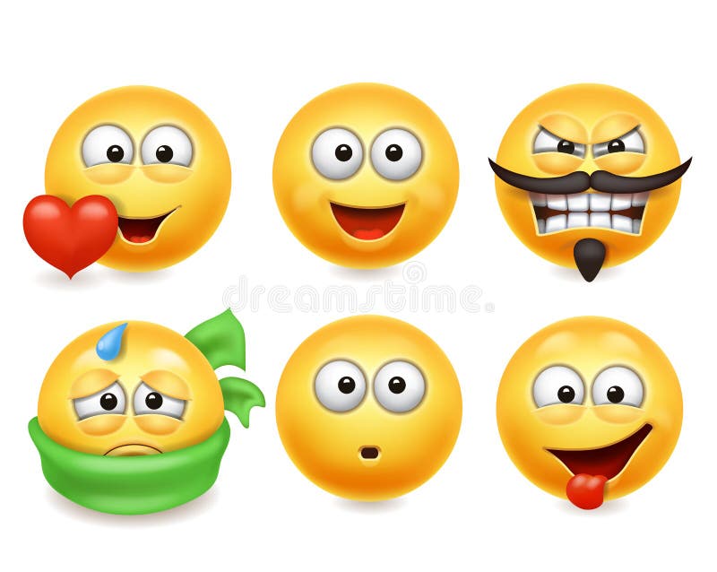 Icone sorridente del fronte Insieme divertente dei fronti 3d, raccolta gialla sveglia 3 di espressioni facciali royalty illustrazione gratis Icone sorridente del fronte Insieme divertente dei fronti 3d, raccolta gialla sveglia 3 di espressioni facciali royalty illustrazione gratis
