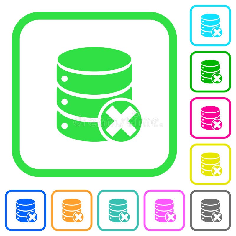 Icone stampate animate annullate nel database illustrazione vettoriale