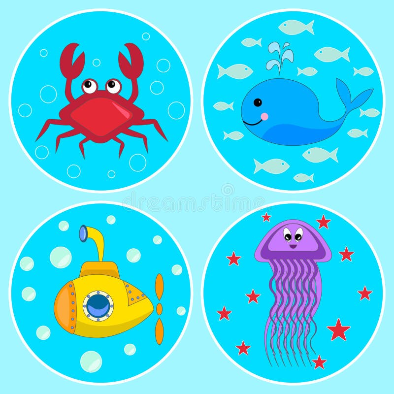 Icone subacquee illustrazione di stock Icone subacquee illustrazione di stock
