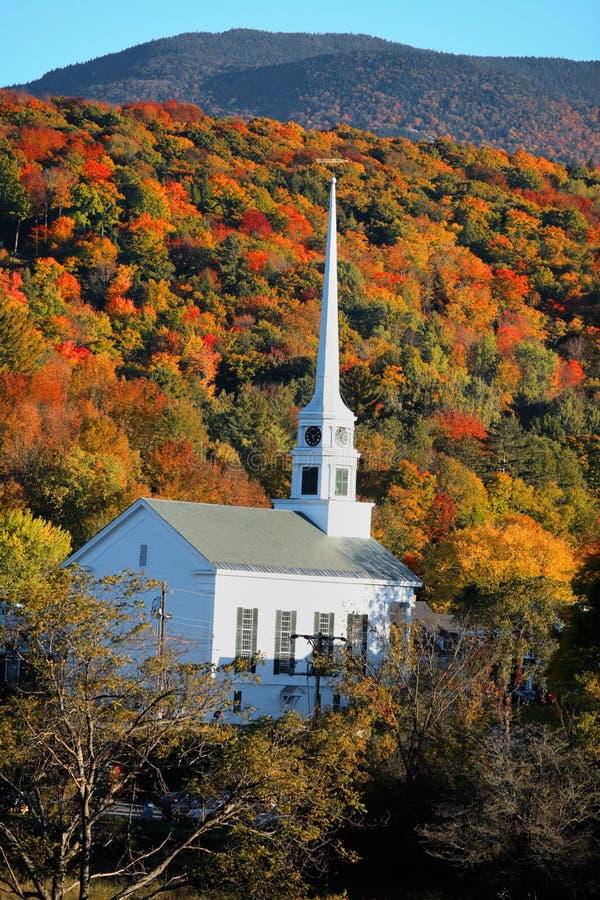 Iconic Church in Stowe Vermont Stock Photo - Image of people, england ...