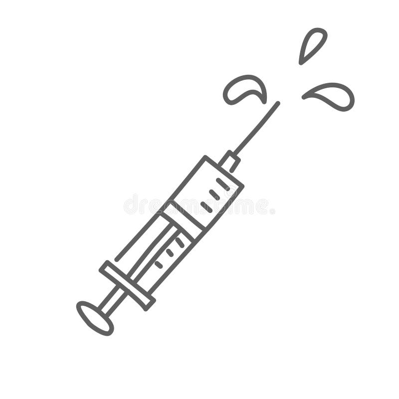 Icono aislado en blanco, estilo incompleto exhausto del garabato del vector de la jeringuilla de la mano stock de ilustración Icono aislado en blanco, estilo incompleto exhausto del garabato del vector de la jeringuilla de la mano stock de ilustración