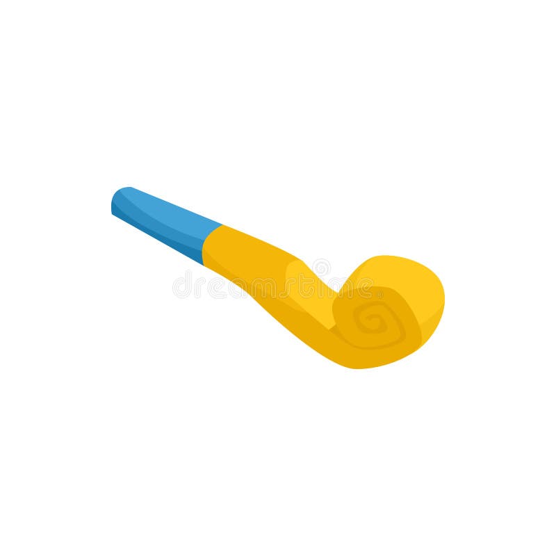 Yellow party blower icon in cartoon style on a white background. Yellow party blower icon in cartoon style on a white background