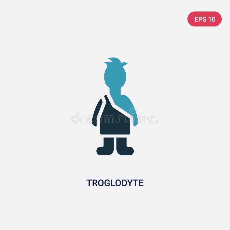 Icono bicolor del vector de la troglodita del concepto de la Edad de Piedra el símbolo azul aislado de la muestra del vector de l stock de ilustración Icono bicolor del vector de la troglodita del concepto de la Edad de Piedra el símbolo azul aislado de la muestra del vector de l stock de ilustración