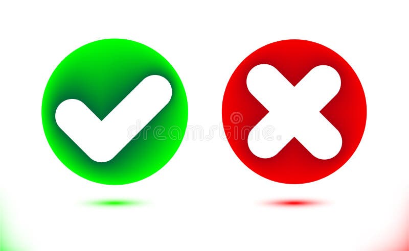 Icono blanco de la marca de cotejo y del retículo en círculos verdes y rojos r Elemento ornamental colorido del ui del infographi libre illustration Icono blanco de la marca de cotejo y del retículo en círculos verdes y rojos r Elemento ornamental colorido del ui del infographi libre illustration
