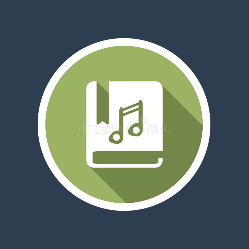 Icono blanco del logotipo del cuaderno de la música en círculo verde ilustración del vector Icono blanco del logotipo del cuaderno de la música en círculo verde ilustración del vector