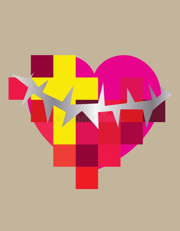 Icono contemporáneo cristiano de la cruz del corazón libre illustration Icono contemporáneo cristiano de la cruz del corazón libre illustration