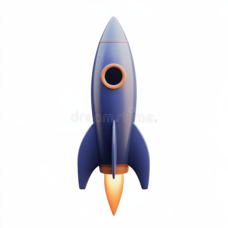 Icono creativo de cohetes 3D que simboliza la innovación y la exploración stock de ilustración