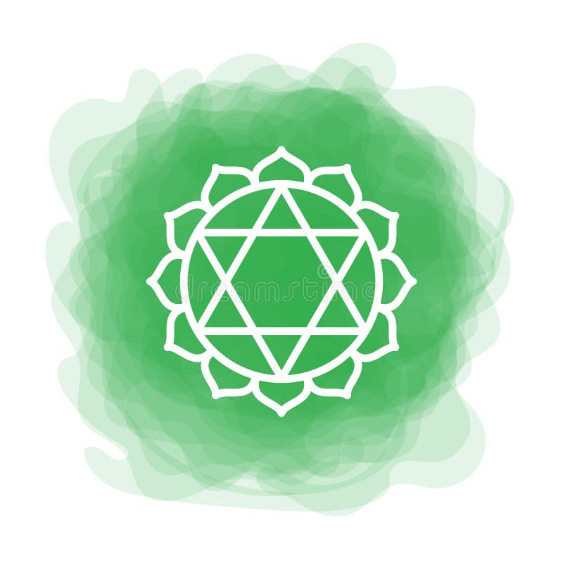 Icono de Anahata El cuarto chakra del corazón Círculo ahumado del verde del vector Línea símbolo Muestra sacra meditación libre illustration Icono de Anahata El cuarto chakra del corazón Círculo ahumado del verde del vector Línea símbolo Muestra sacra meditación libre illustration