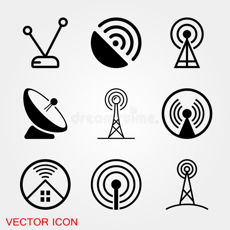 Antena parabólica, icono de vector de antena en blanco 3337408 Vector en  Vecteezy