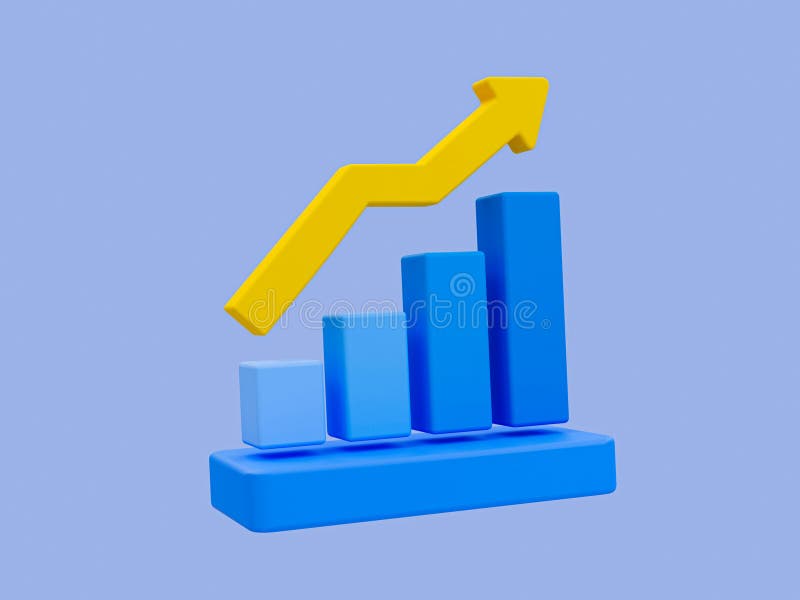 Icono de análisis de datos mínimo. finanzas en alza. moneda de refuerzo. un gráfico de barras con una flecha subiendo. ilustración del vector