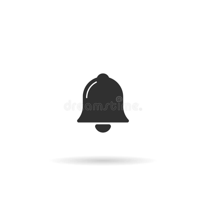 Icono de Bell símbolo plano del estilo del vector aislado en blanco stock de ilustración Icono de Bell símbolo plano del estilo del vector aislado en blanco stock de ilustración