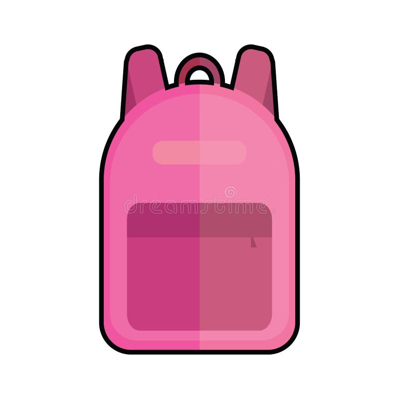 Icono de bolso escolar rosa aislado