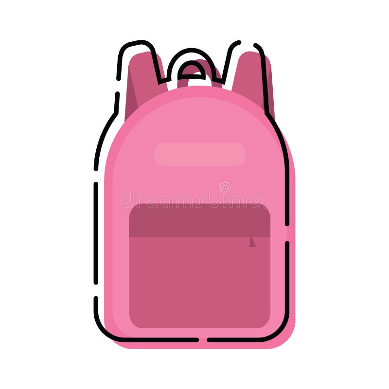 Icono de bolso escolar rosa aislado