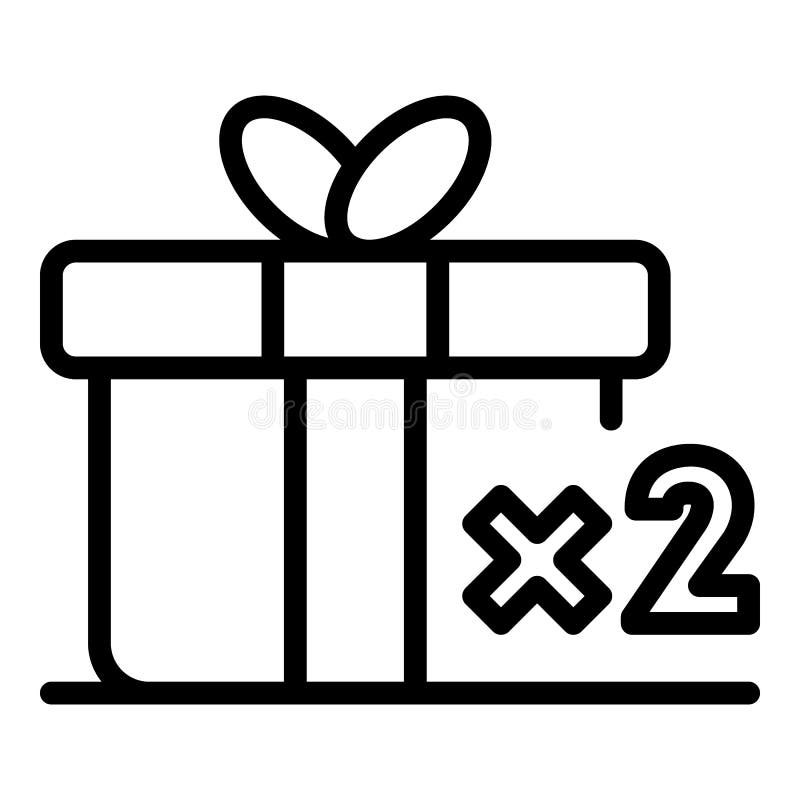 Icono de caja de regalo de fidelidad doble, estilo de esquema