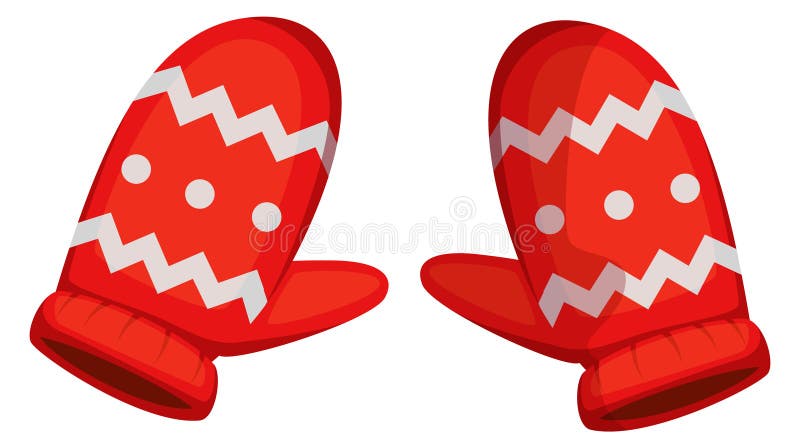 Icono de caricatura de los mitones rojos. accesorios de invierno de lana ilustración del vector