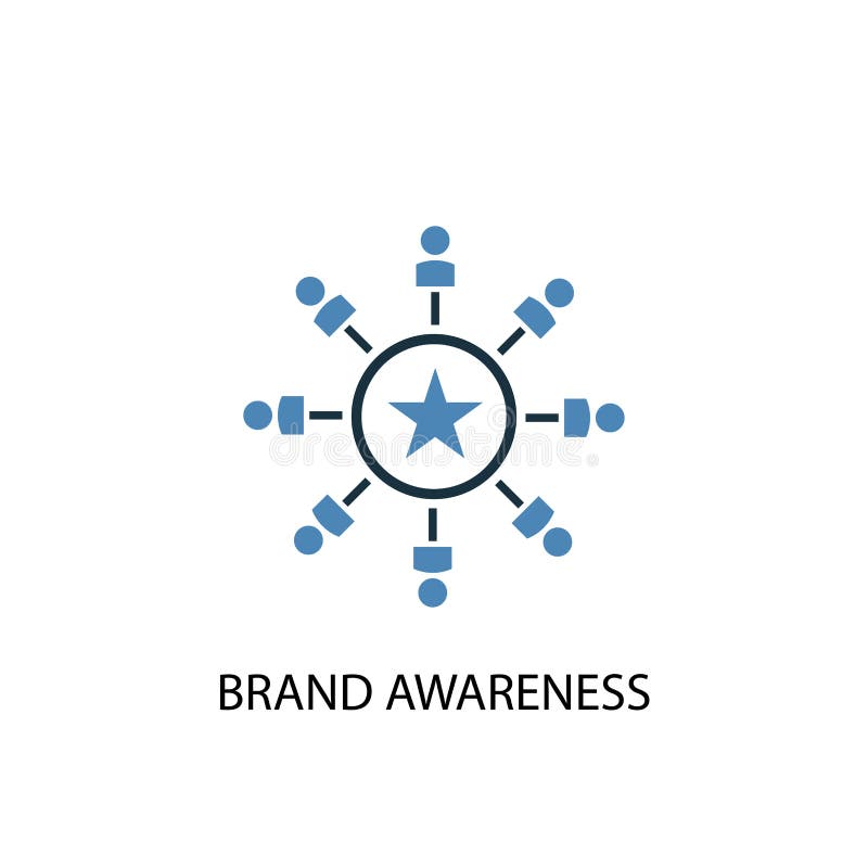 Icono de 2 colores para el concepto de sensibilización sobre la marca