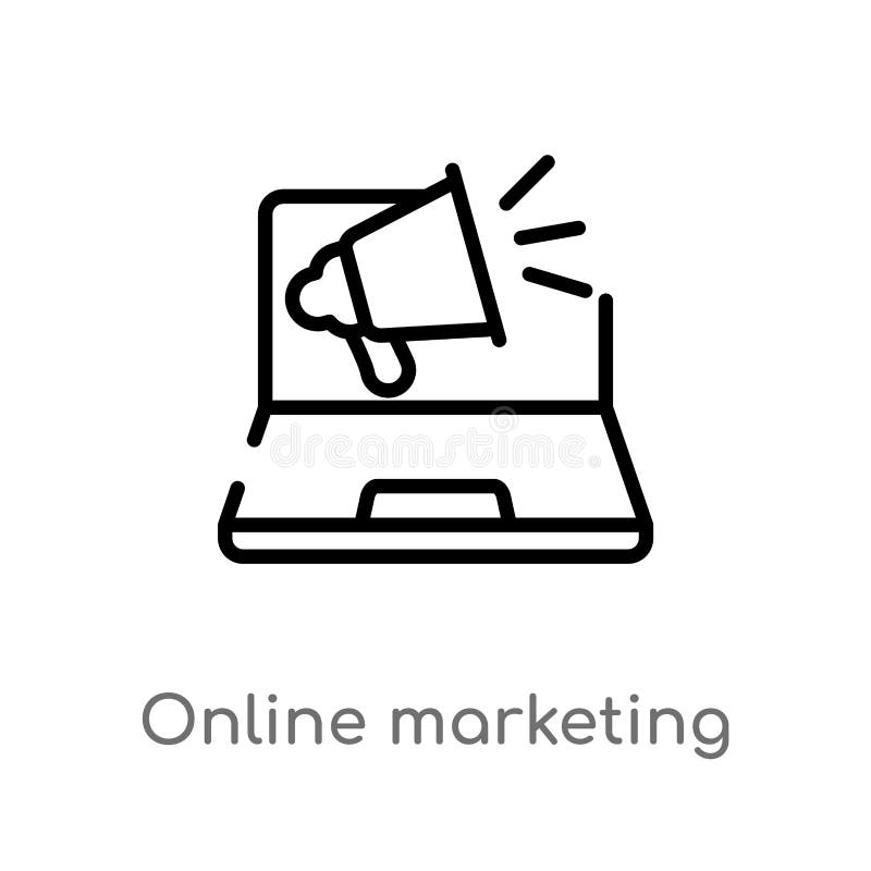 icono de comercializaci?n en l?nea del vector del esquema l?nea simple negra aislada ejemplo del elemento del concepto de comerci stock de ilustración icono de comercializaci?n en l?nea del vector del esquema l?nea simple negra aislada ejemplo del elemento del concepto de comerci stock de ilustración