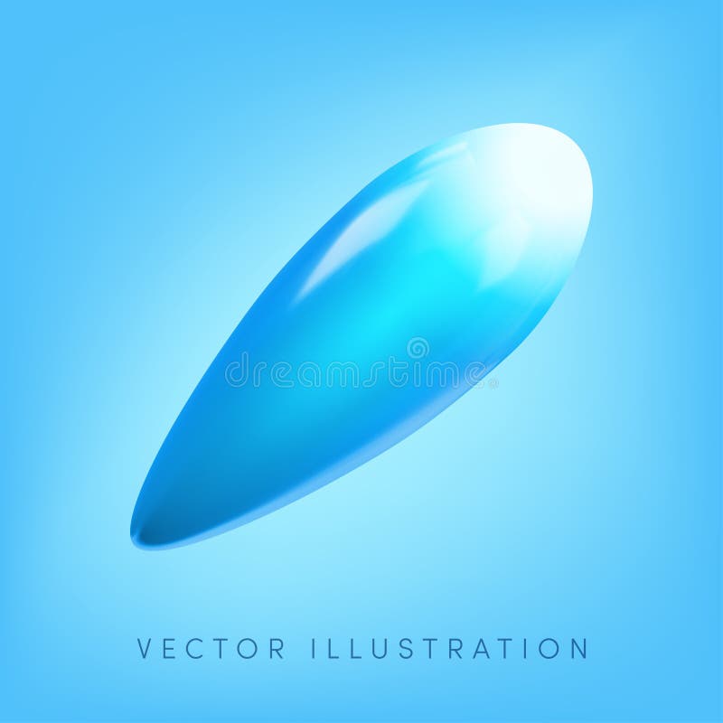 Icono de cometa azul vector 3d. representación realista de un meteorito brillante en llamas o estrella fugadora con moscas en el e ilustración del vector