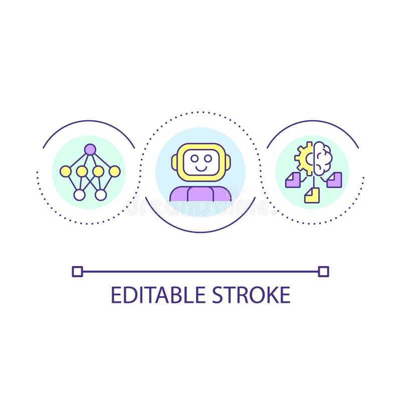Icono de concepto de bucle de integración de inteligencia artificial stock de ilustración