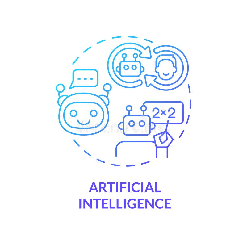 Icono de concepto de gradiente azul de inteligencia artificial libre illustration