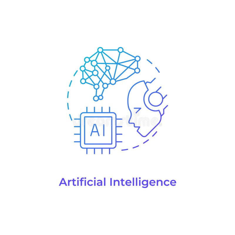 Icono de concepto de gradiente azul de inteligencia artificial ilustración del vector