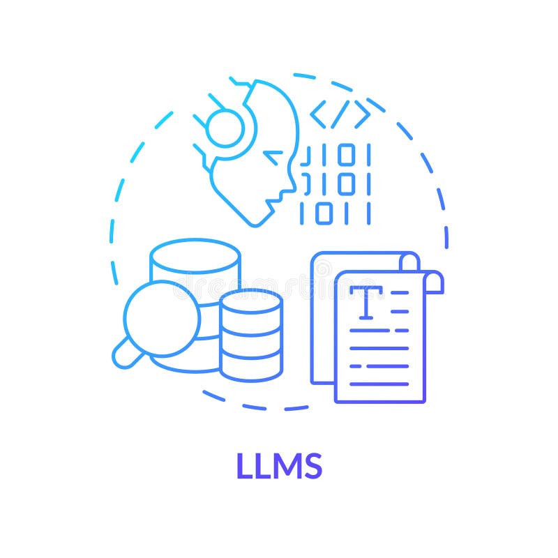 Icono de concepto de gradiente azul de inteligencia artificial de lm libre illustration