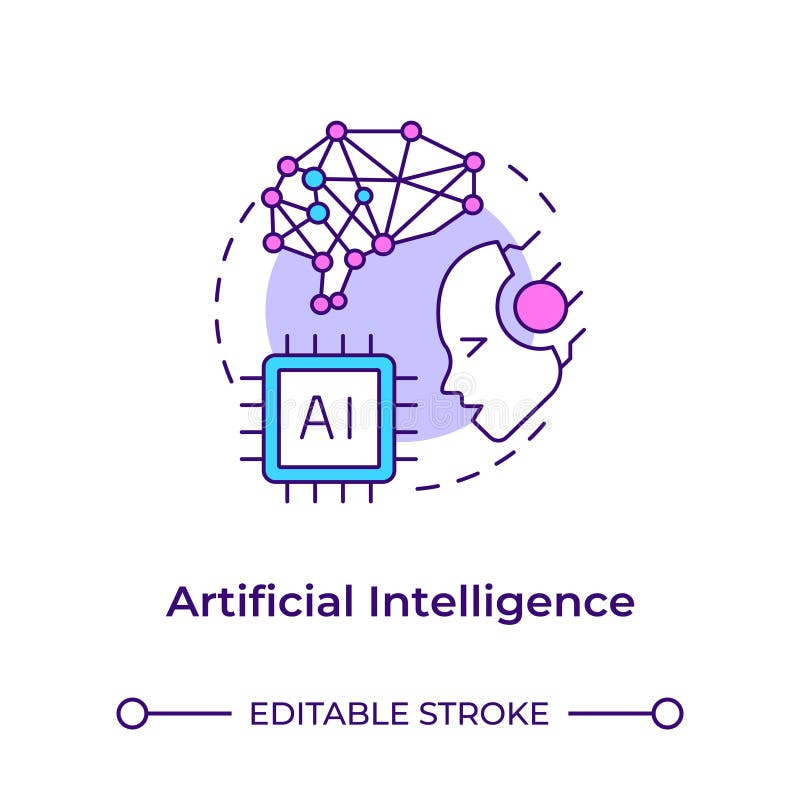 Icono de concepto multicolor de inteligencia artificial stock de ilustración