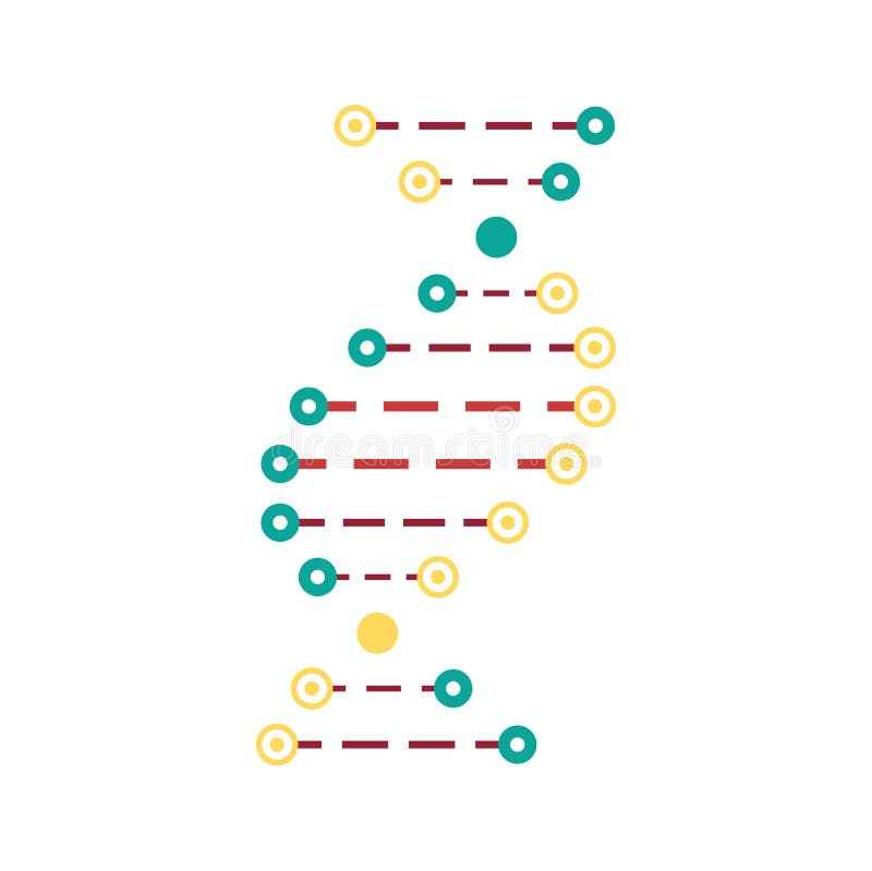 Icono de código genético estructura de ADN de molécula aislada. Cromosomas torcidos de color de ícono de molécula dna. elemento de código genético vectorial microbiología de espiral molecular y wireframe bioquímica