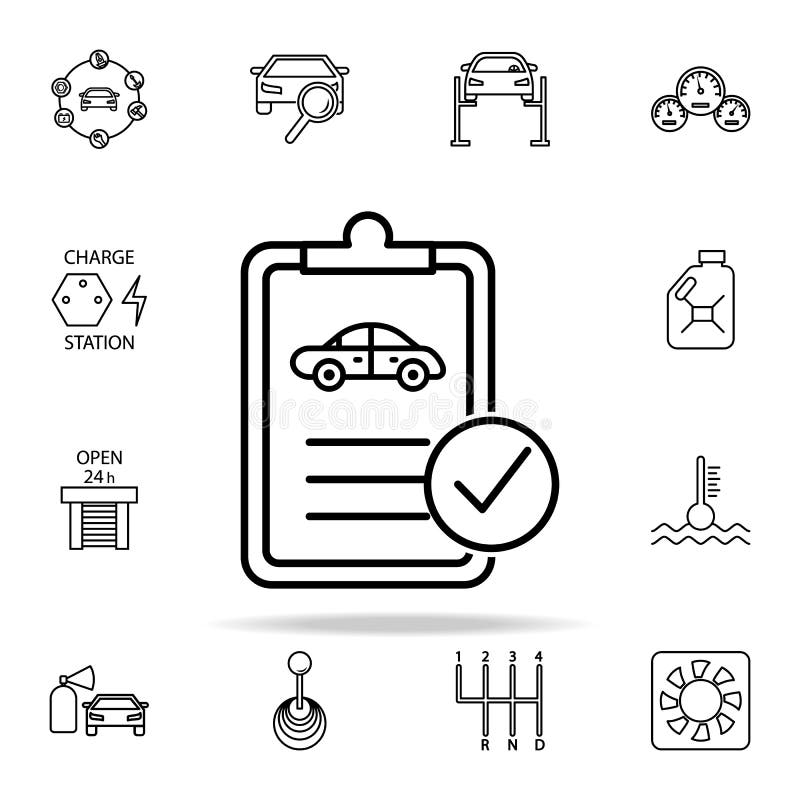 icono de documento técnico del coche Los coches mantienen y el sistema universal de los iconos de las piezas de reparación para e stock de ilustración icono de documento técnico del coche Los coches mantienen y el sistema universal de los iconos de las piezas de reparación para e stock de ilustración
