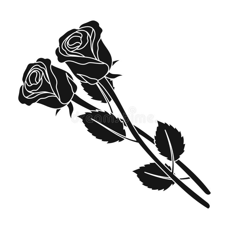 Icono de dos rosas en estilo negro aislado en el fondo blanco Ejemplo del vector de la acción del símbolo de la ceremonia fúnebre stock de ilustración Icono de dos rosas en estilo negro aislado en el fondo blanco Ejemplo del vector de la acción del símbolo de la ceremonia fúnebre stock de ilustración
