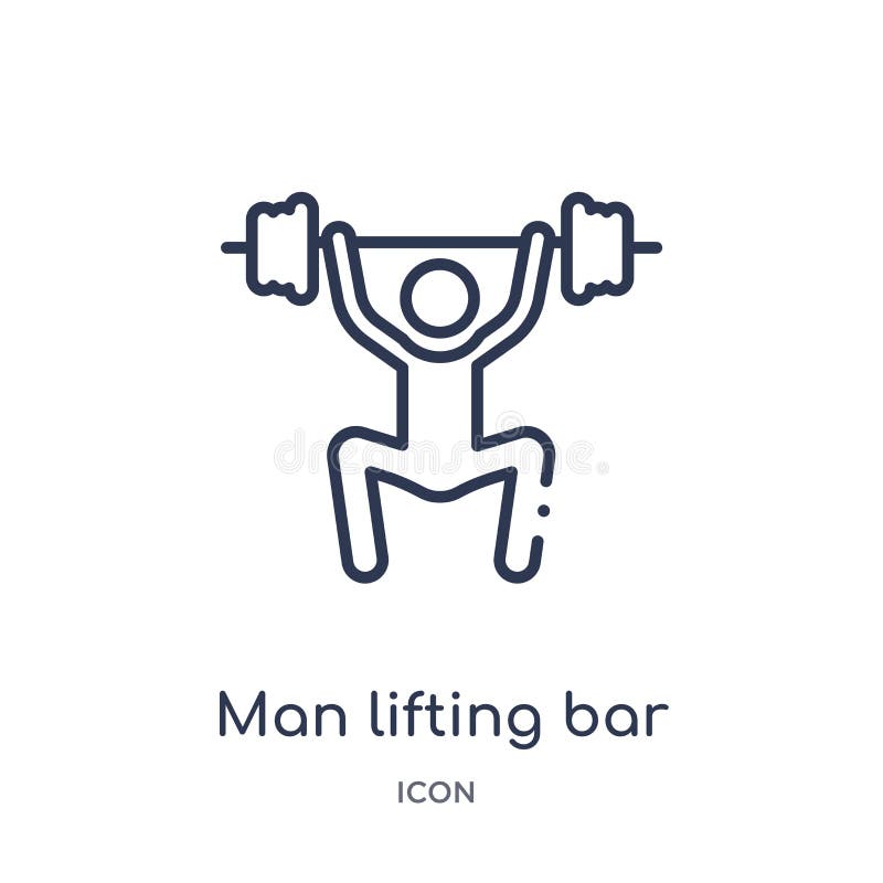 Icono de elevación de la barra del hombre linear de la colección del esquema del comportamiento Fino vector de elevación de la ba stock de ilustración Icono de elevación de la barra del hombre linear de la colección del esquema del comportamiento Fino vector de elevación de la ba stock de ilustración