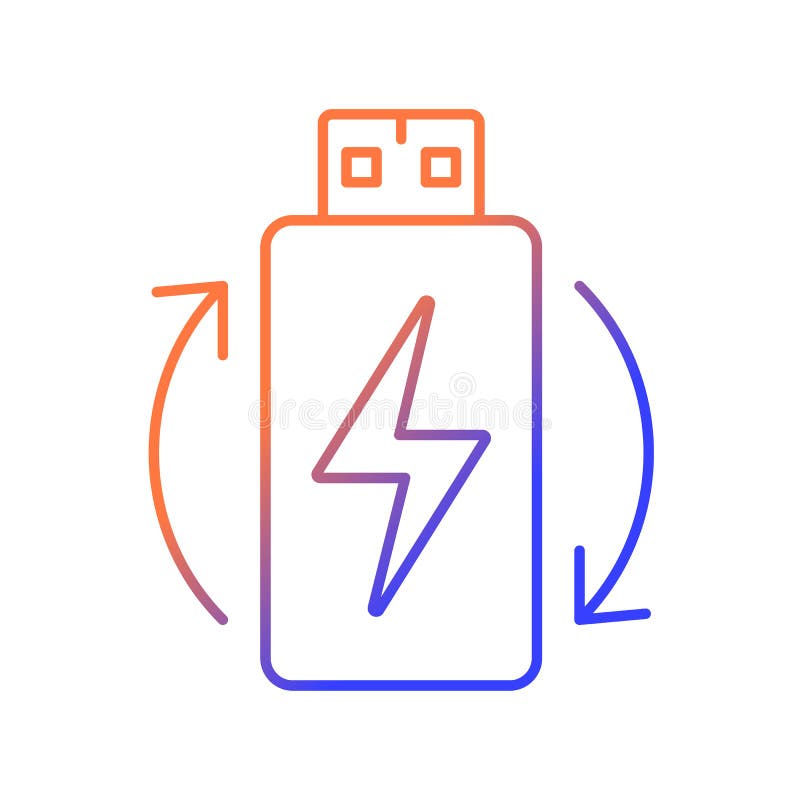 Rechargeable lithium ion battery gradient linear vector manual label icon. Thin line color symbol. Modern style pictogram. Vector isolated outline drawing for product use instructions. Rechargeable lithium ion battery gradient linear vector manual label icon. Thin line color symbol. Modern style pictogram. Vector isolated outline drawing for product use instructions