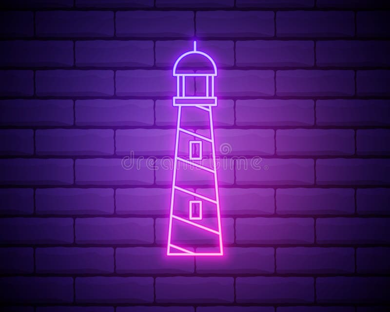 Icono De Faro Neón Brillante Aislado En Fondo De Pared De Ladrillo. Ilustración Vectorial Ilustración del Vector - Ilustración de edificio: 215688663