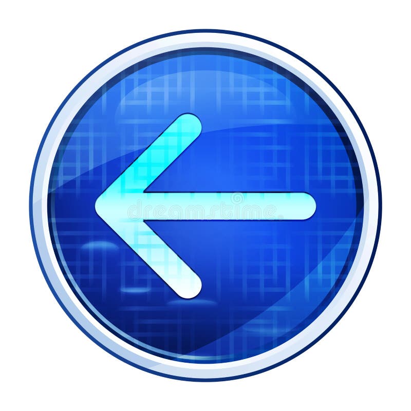 Icono de flecha atrás botón circular azul futurista ilustración vectorial stock de ilustración