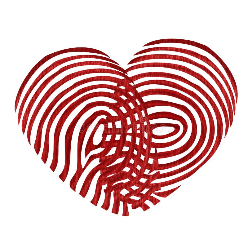 Icono de huella digital roja en forma de corazón stock de ilustración Icono de huella digital roja en forma de corazón stock de ilustración