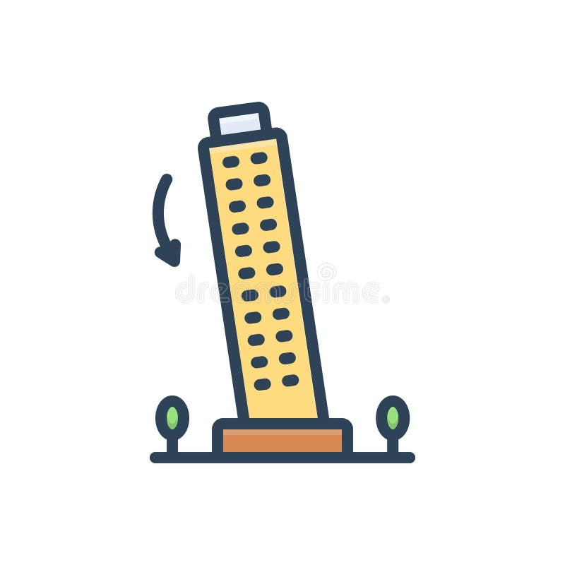 Icono de ilustración de color para la construcción y torre de tilo