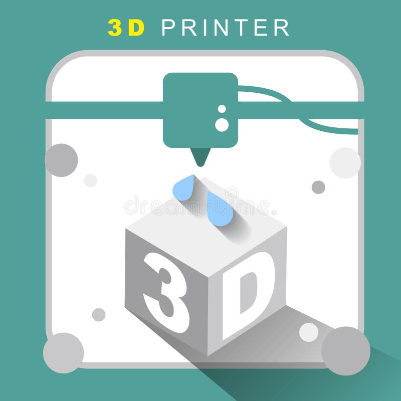 Icono de impresora 3D con diseño plano libre illustration