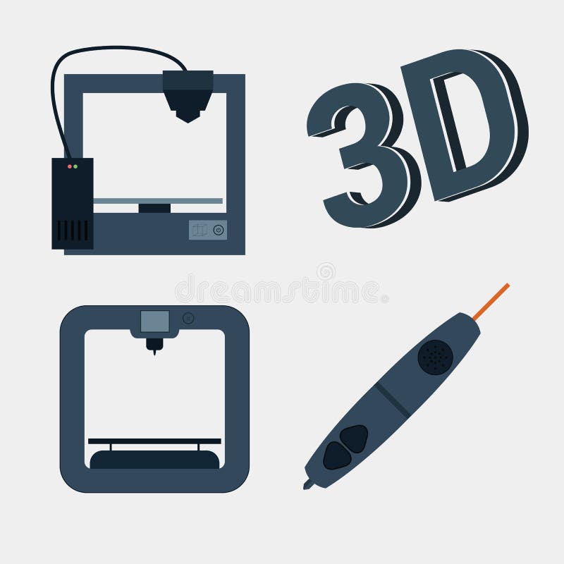 Icono de impresora 3D con diseño simple ilustración del vector