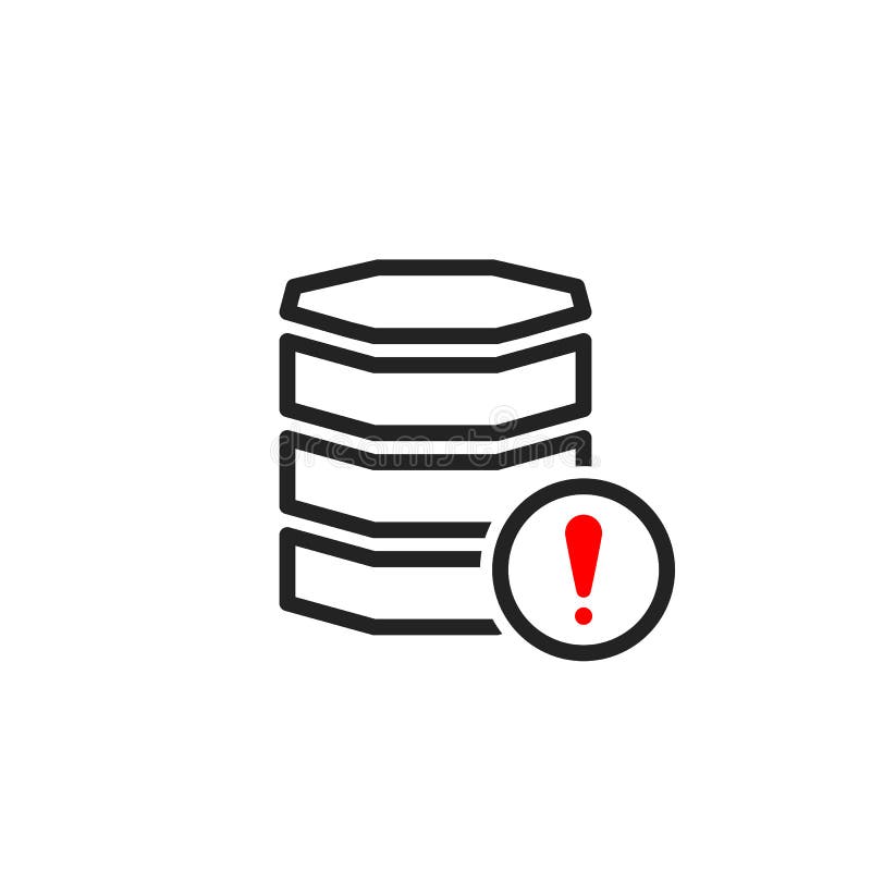 Icono de la base de datos con la marca de exclamación Icono y alarma, error, alarma, símbolo de la base de datos del peligro libre illustration Icono de la base de datos con la marca de exclamación Icono y alarma, error, alarma, símbolo de la base de datos del peligro libre illustration