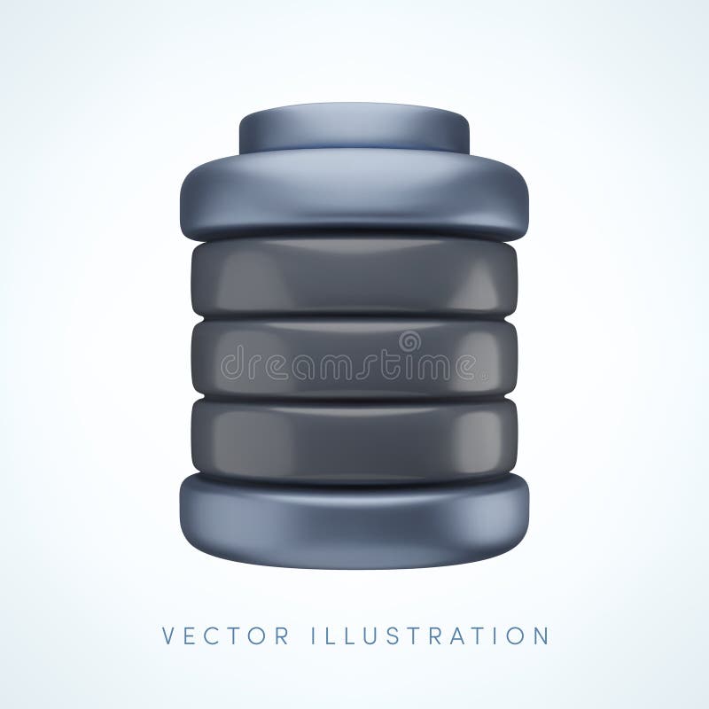 Icono de la batería vacía 3d de la cartografía vectorial. rendimento realista lindo del nivel de energía del acumulador bajo gris. libre illustration
